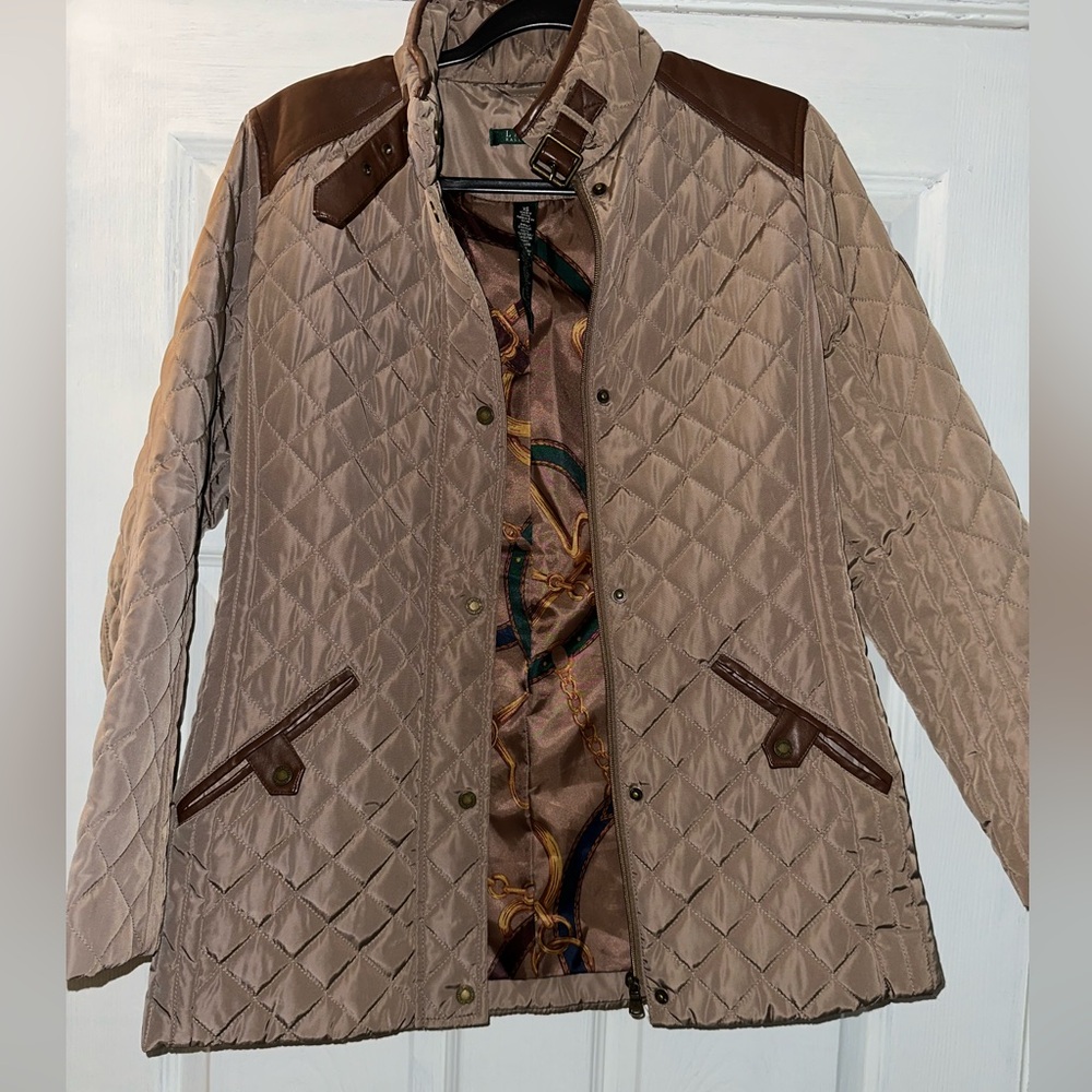 Lauren Ralph Lauren Quilted Brown Jacket with Brown Accents